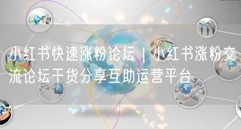 小红书快速涨粉论坛|小红书涨粉交流论坛干货分享互助运营平台