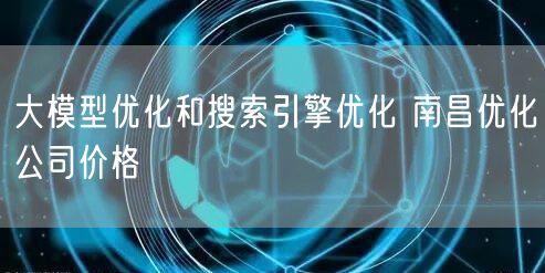 大模型优化和搜索引擎优化 南昌优化公司价格